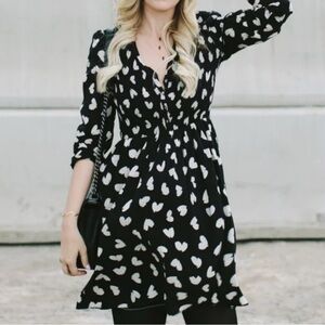 Anthropologie Maeve womens benet black white heart dress size small